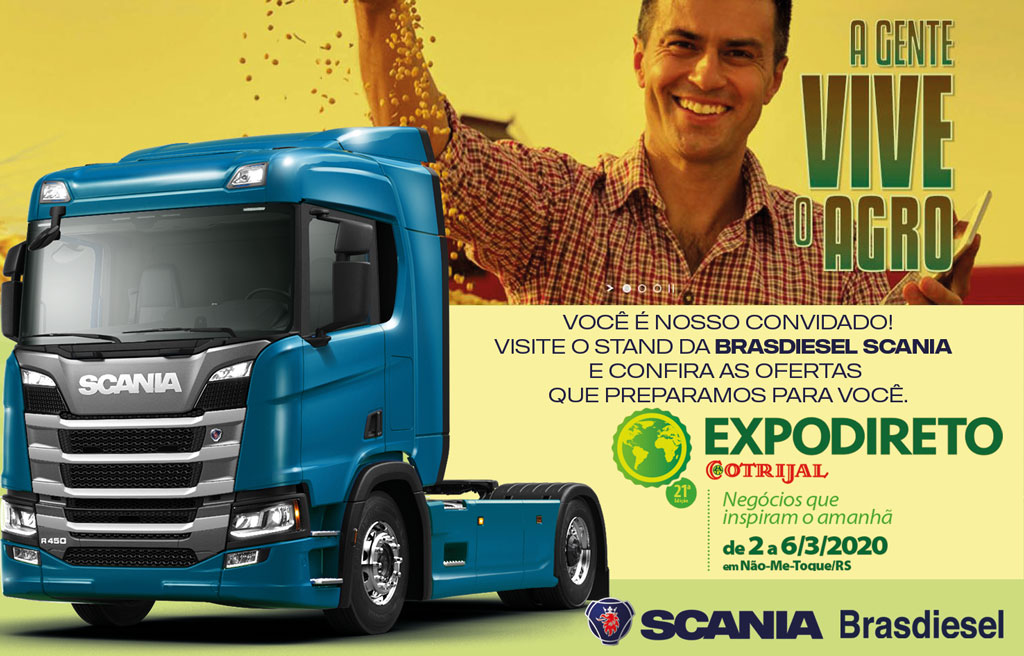 A BRASDIESEL SCANIA ESPERA VOCÊ NA EXPODIRETO COTRIJAL EM NÃO-ME-TOQUE/RS.