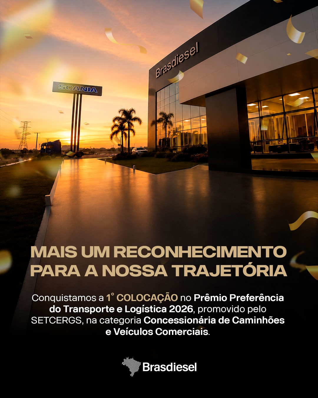 BRASDIESEL CONQUISTA MAIS UM PRÊMIO - 1ª LUGAR EM CONCESSIONÁRIA DE CAMINHÕES NO RIO GRANDE DO SUL