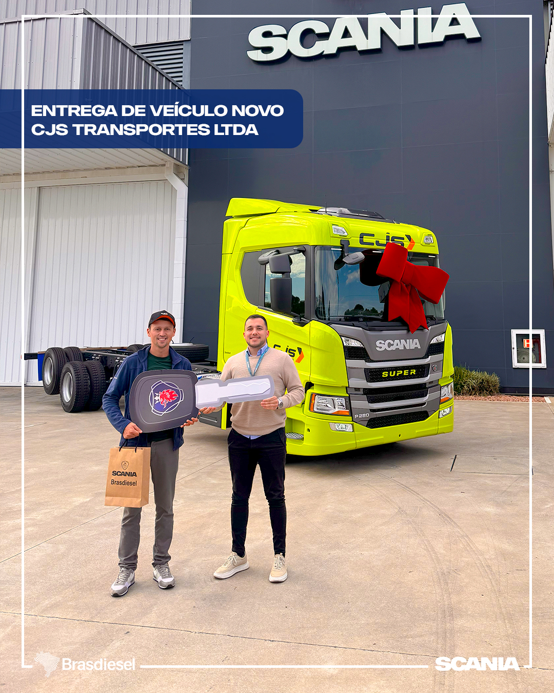   entrega de veículO novo - cjs transportes LTDA