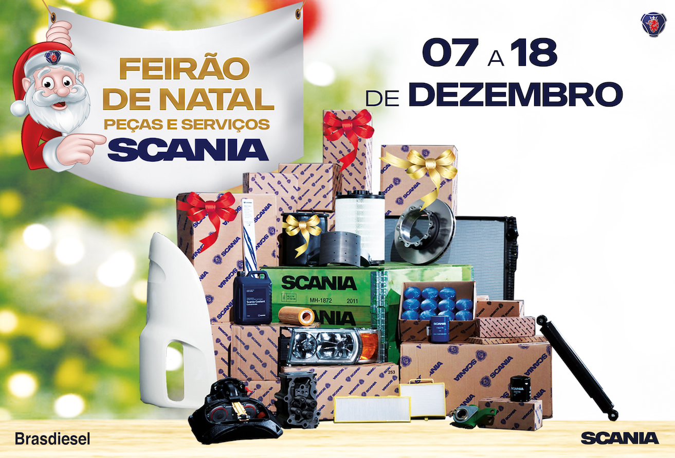 As concessionárias da Brasdiesel promovem na próxima semana o FEIRÃO DE NATAL de PEÇAS e SERVIÇOS SCANIA.